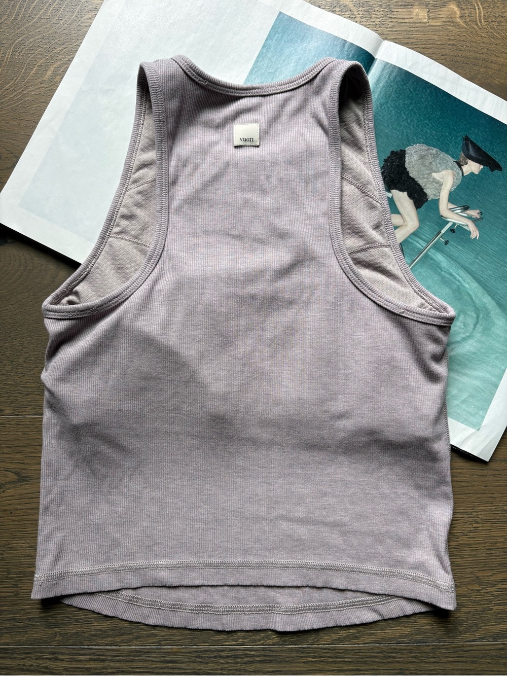 Vuori Pose Plyo Built-In Bra Cropped Tank Top Soft Rib Knit In Chia Size S - Picture 5 of 14